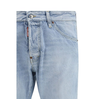 Dsquared² Blue Cotton Straight-Leg Jeans - VAZLUXE.COM