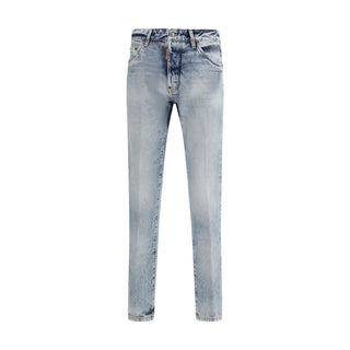 Dsquared² Blue Cotton Straight-Leg Jeans - VAZLUXE.COM