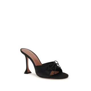 Amina Muaddi Black Calf Leather Bos Taurus Slippers - VAZLUXE.COM