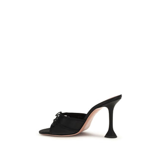 Amina Muaddi Black Calf Leather Bos Taurus Slippers - VAZLUXE.COM
