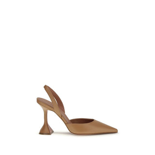 Amina Muaddi Beige Calf Leather Bos Taurus High Heel Pumps - VAZLUXE.COM