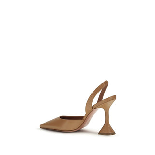 Amina Muaddi Beige Calf Leather Bos Taurus High Heel Pumps - VAZLUXE.COM