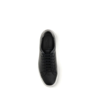 Ferragamo Black Calf Leather Bos Taurus Low Top Sneakers - VAZLUXE.COM