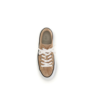Brunello Cucinelli Beige Calf Leather Bos Taurus Low Top Sneakers - VAZLUXE.COM