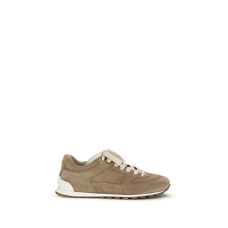 Brunello Cucinelli Beige Calf Leather Bos Taurus Low Top Sneakers - VAZLUXE.COM