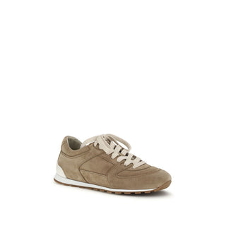 Brunello Cucinelli Beige Calf Leather Bos Taurus Low Top Sneakers - VAZLUXE.COM