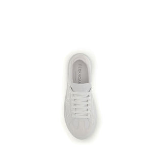 Ferragamo White Calf Leather Bos Taurus Sneakers - VAZLUXE.COM