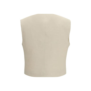 P.A.R.O.S.H. Beige Wool Sleveless Jacket - VAZLUXE.COM