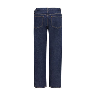 Khaite Blue Cotton Straight-Leg Jeans - VAZLUXE.COM