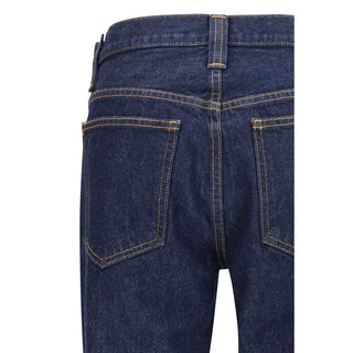 Khaite Blue Cotton Straight-Leg Jeans - VAZLUXE.COM