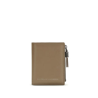 Brunello Cucinelli Beige Calf Leather Bos Taurus Wallet - VAZLUXE.COM