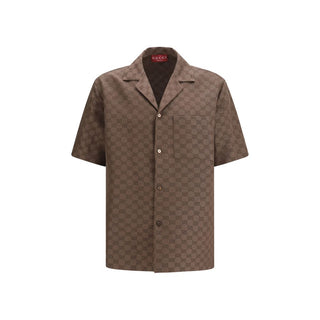 Gucci Brown Linen Shortsleeve Shirt