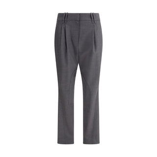 Brunello Cucinelli Bicolor Fleece Wool Casual Pants - VAZLUXE.COM