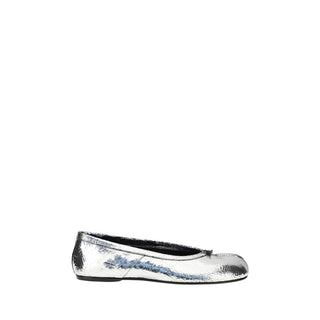 Maison Margiela Silver Calf Leather Bos Taurus Ballet Flats - VAZLUXE.COM