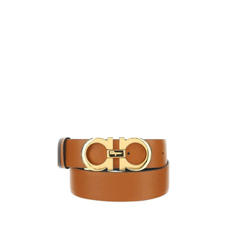 Ferragamo Brown Calf Leather Bos Taurus Regular Belt - VAZLUXE.COM