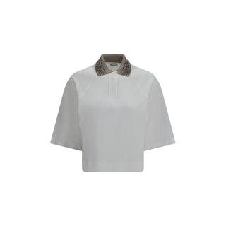Brunello Cucinelli White Cotton Polo Shirt