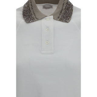 Brunello Cucinelli White Cotton Polo Shirt