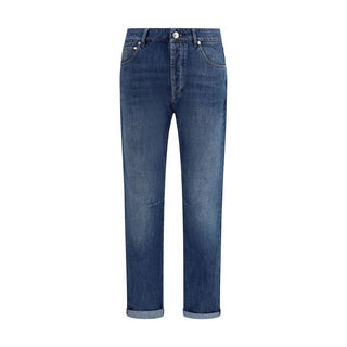 Brunello Cucinelli Blue Cotton Straight-Leg Jeans