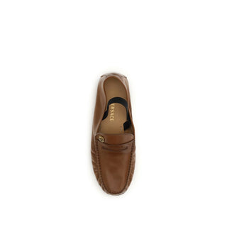 Versace Brown Lamb Ovis Aries Aries Slip-On Loafers