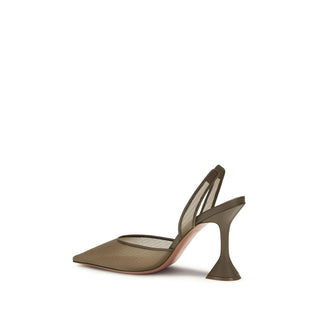 Amina Muaddi Brown Fabric High Heel Pumps