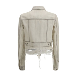 Rick Owens White Cotton Denim Jacket