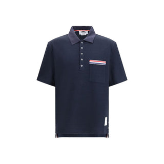 Thom Browne Blue Cotton Polo Shirt