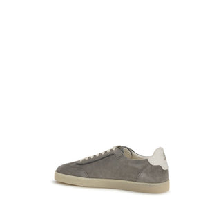 Brunello Cucinelli Gray Calf Leather Bos Taurus Low Top Sneakers