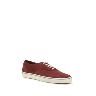 Brunello Cucinelli Bordeaux Calf Leather Bos Taurus Low Top Sneakers