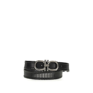 Ferragamo Black Calf Leather Bos Taurus Regular Belt