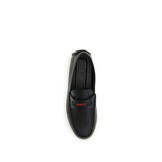 Gucci Black Calf Leather Bos Taurus Slip-On Loafers