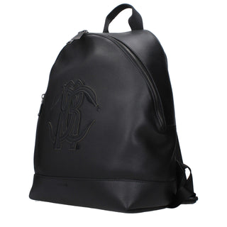 Roberto Cavalli Black Leather Backpack