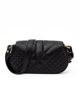Versace Black Leather Quilted Shoulder Strap Bag