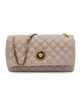 Versace Taupe Quilted Leather Shoulder Strap Bag