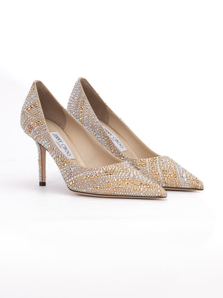 Jimmy Choo Gold Mix Crystal Love 85 Pumps