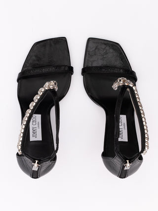Jimmy Choo Black Leather Verity 100 Sandals