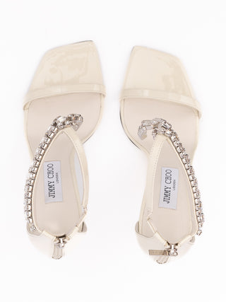 Jimmy Choo White Patent Leather Verity 100 Sandals