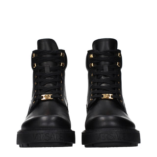 Versace Black Leather Ankle Boots