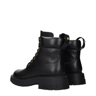 Versace Black Leather Ankle Boots
