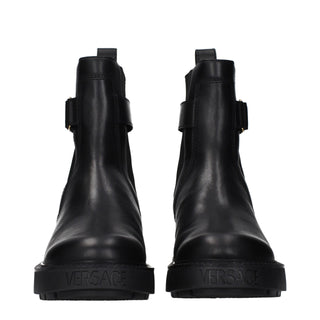 Versace Black Leather Ankle Boots