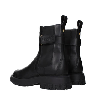Versace Black Leather Ankle Boots