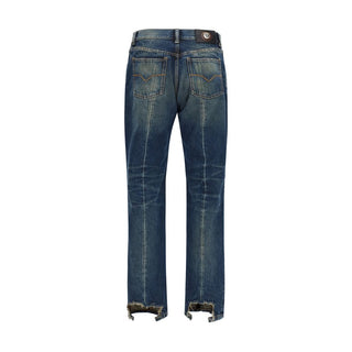 Versace Blue Cotton Straight-Leg Jeans