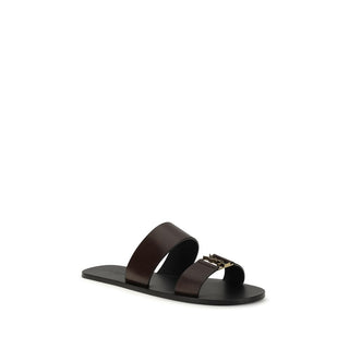 Saint Laurent Brown Calf Leather Bos Taurus Flat Sandals