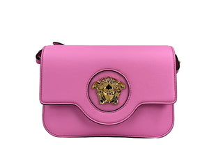 Versace La Medusa Pink Leather Shoulder Crossbody Bag Purse