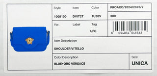 Versace La Medusa Blue Leather Shoulder Crossbody Bag Purse