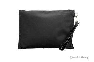 Versace Large Black Nylon Fabric Medusa Convertible Pouch Clutch Wristlet Bag
