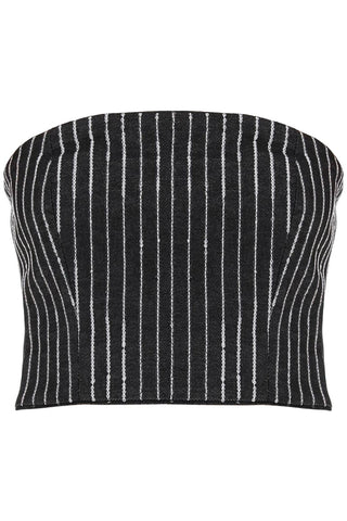 Rotate cropped top with sequined stripes