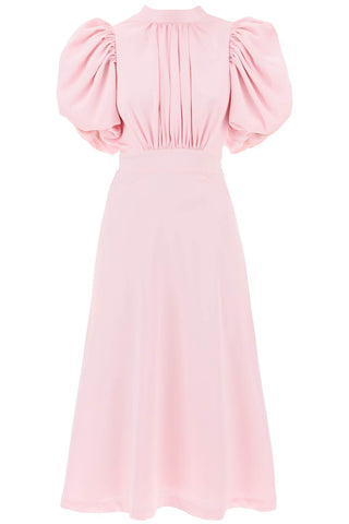 Rotate midi satin dress with balloon sleeves