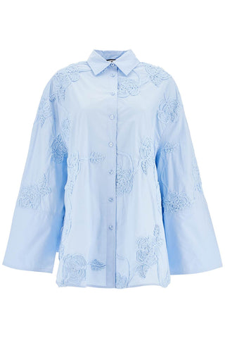 Rotate light blue cotton shirt with embossed floral pattern