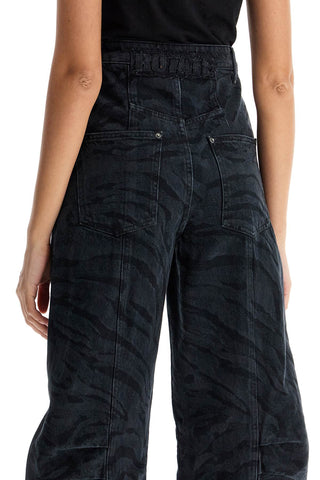 Rotate animal print barrel jeans