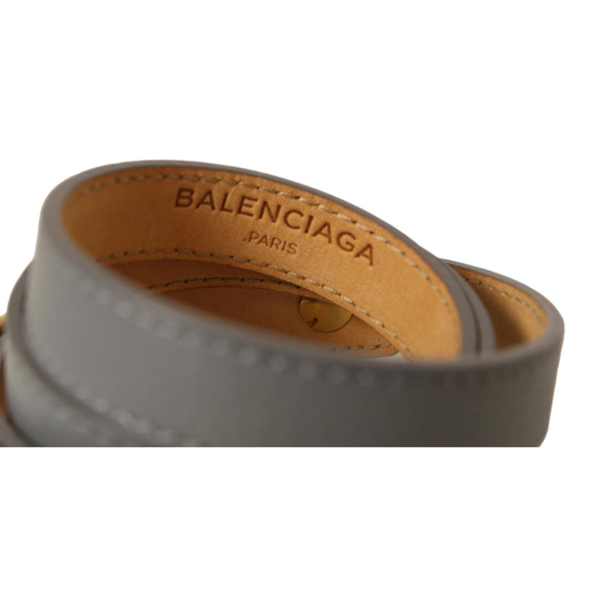 Balenciaga Arena Bleu Acier Shiny Goat Leather Wrap Bracelet 390643 M